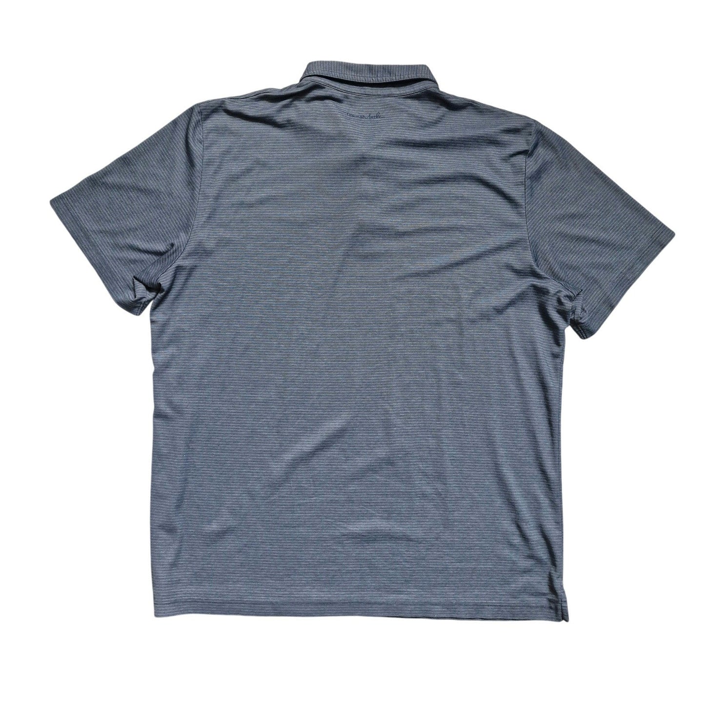 TravisMathew Polo Shirt Men’s Large Navy Blue Stripes Short Sleeve Golf