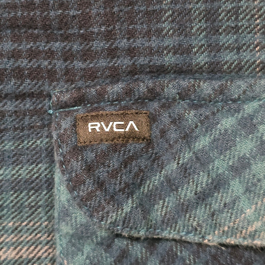 RVCA Balance Long Sleeve Flannel Shirt Men’s M Horizon Blue Plaid