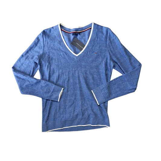 Tommy Hilfiger Blue Long Sleeve Sweater V Neck Womens Size Small