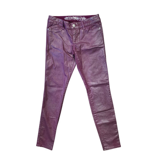 Express Stella Metallic Jeans Womens 4 Low Rise Coated Colored