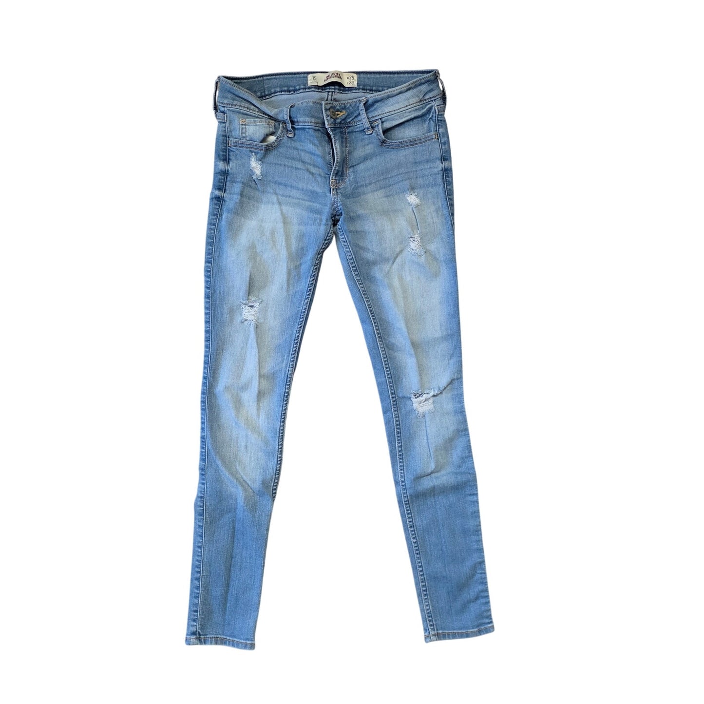 Hollister Distressed Super Skinny Jeans Women’s Size 1 Blue Stretch Denim