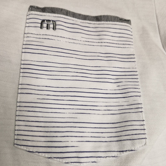 TRAVIS MATTHEW GOLF POLO SHIRT WHITE FRONT POCKET SIZE M