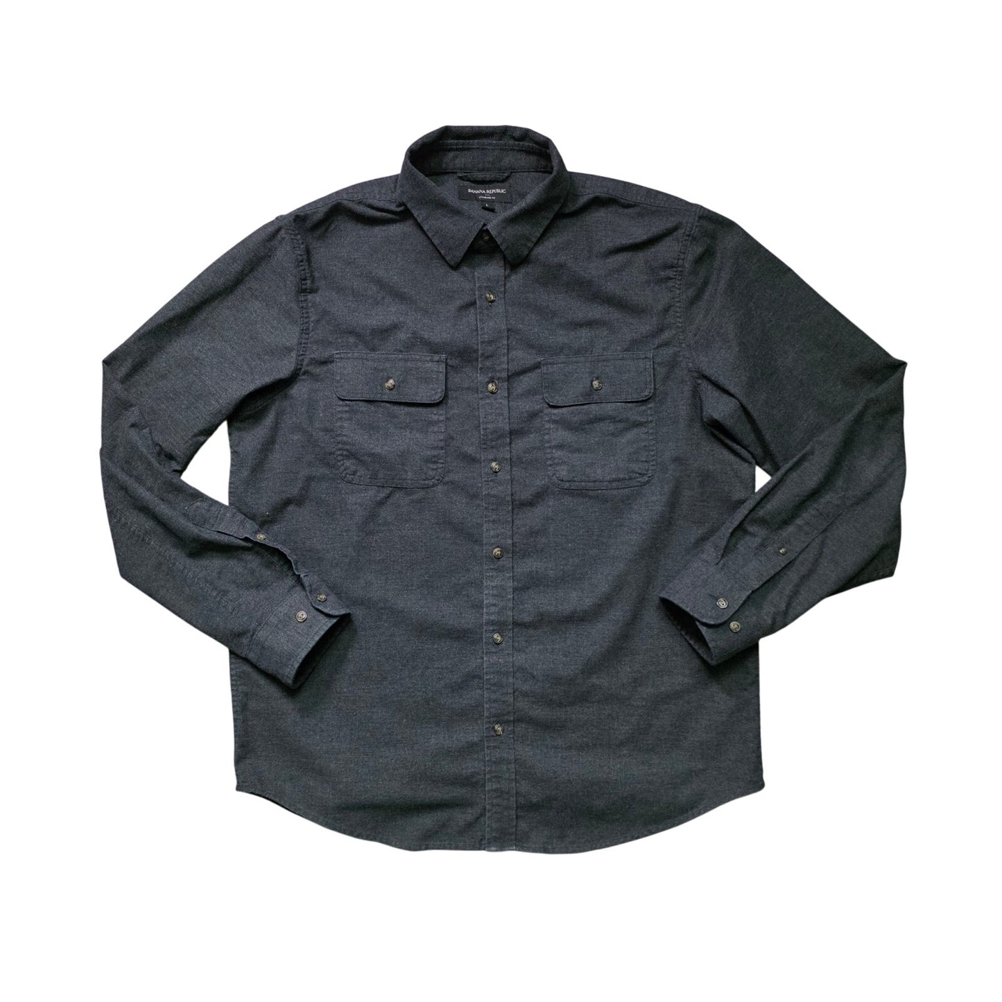 Banana Republic Men’s L Gray Standard Fit Long Sleeve Button-Down Shirt