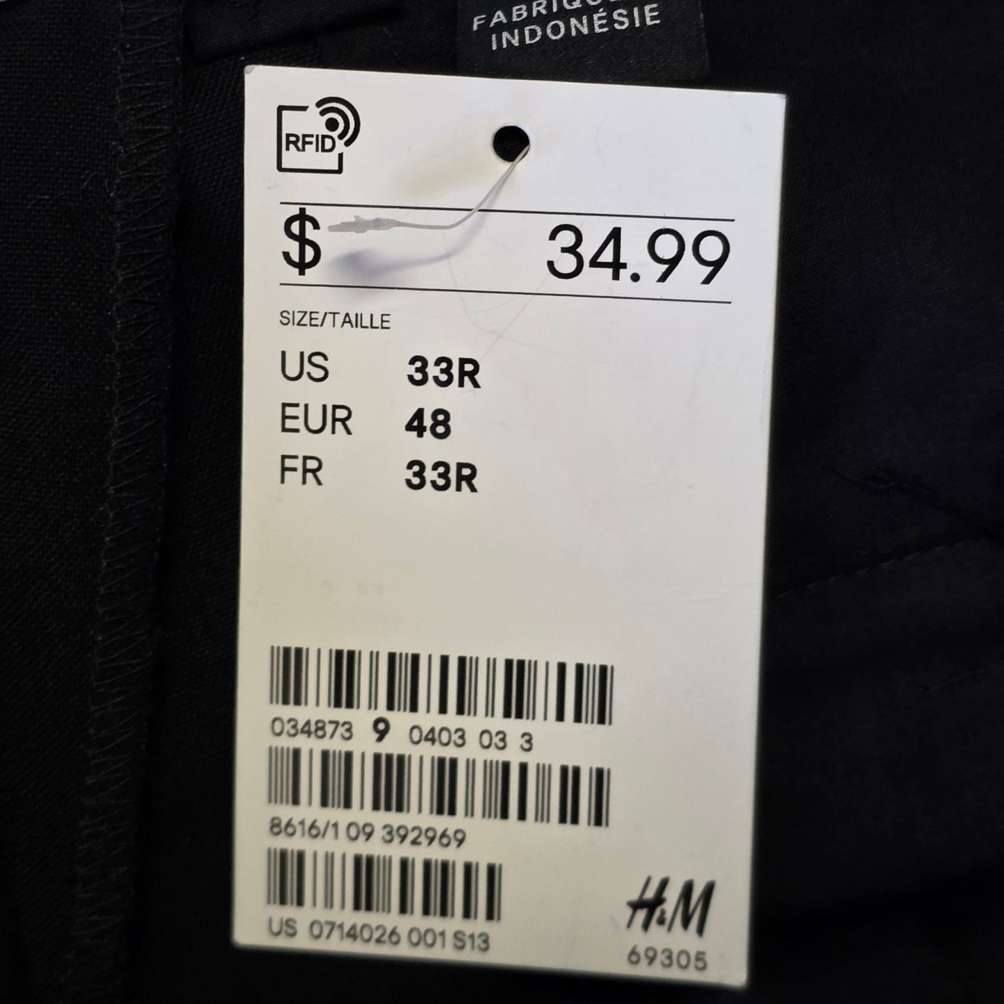 H&M Slim Fit Navy Dress Pants Men’s 33R Flat Front NWT