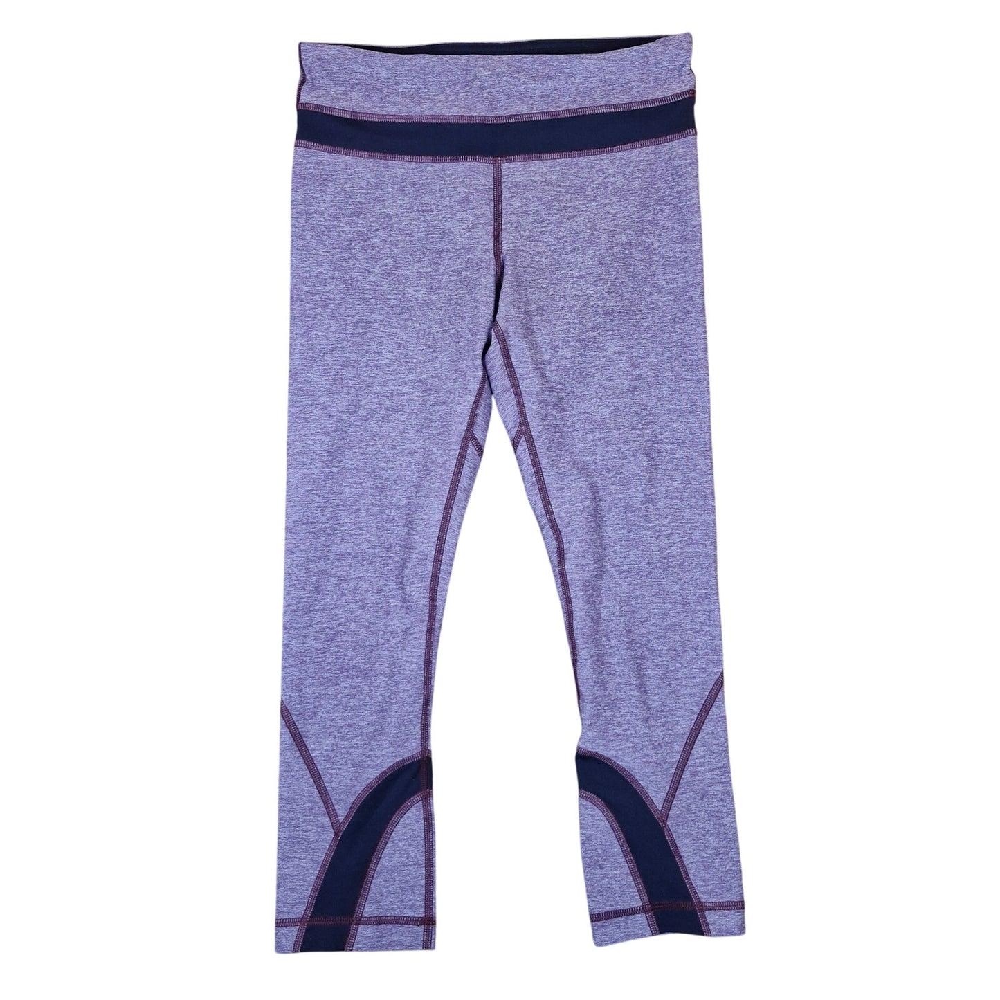 Lululemon Run Inspire Crop II Leggings Striped Back Zip Purple Women's Size 4