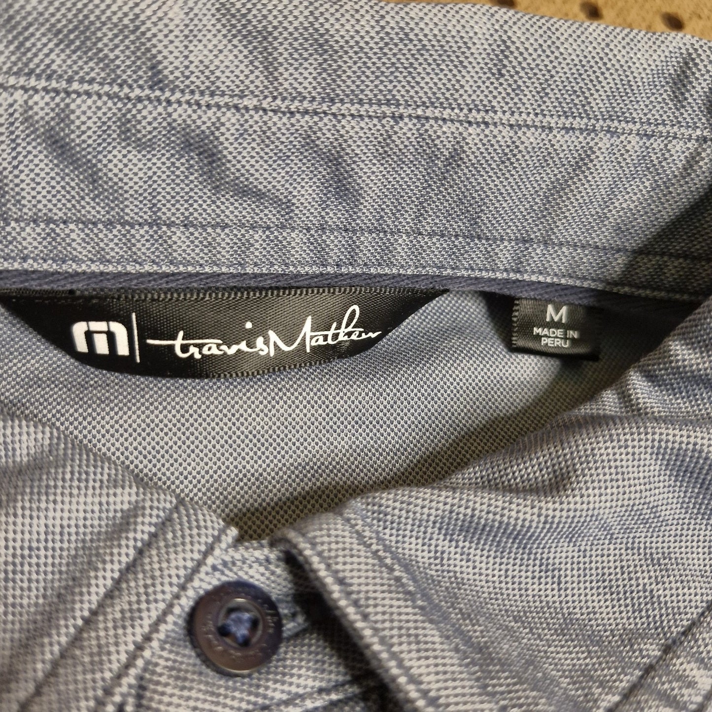 Travis Mathew Shirt Men’s Medium Blue Polo Heather Performance Golf