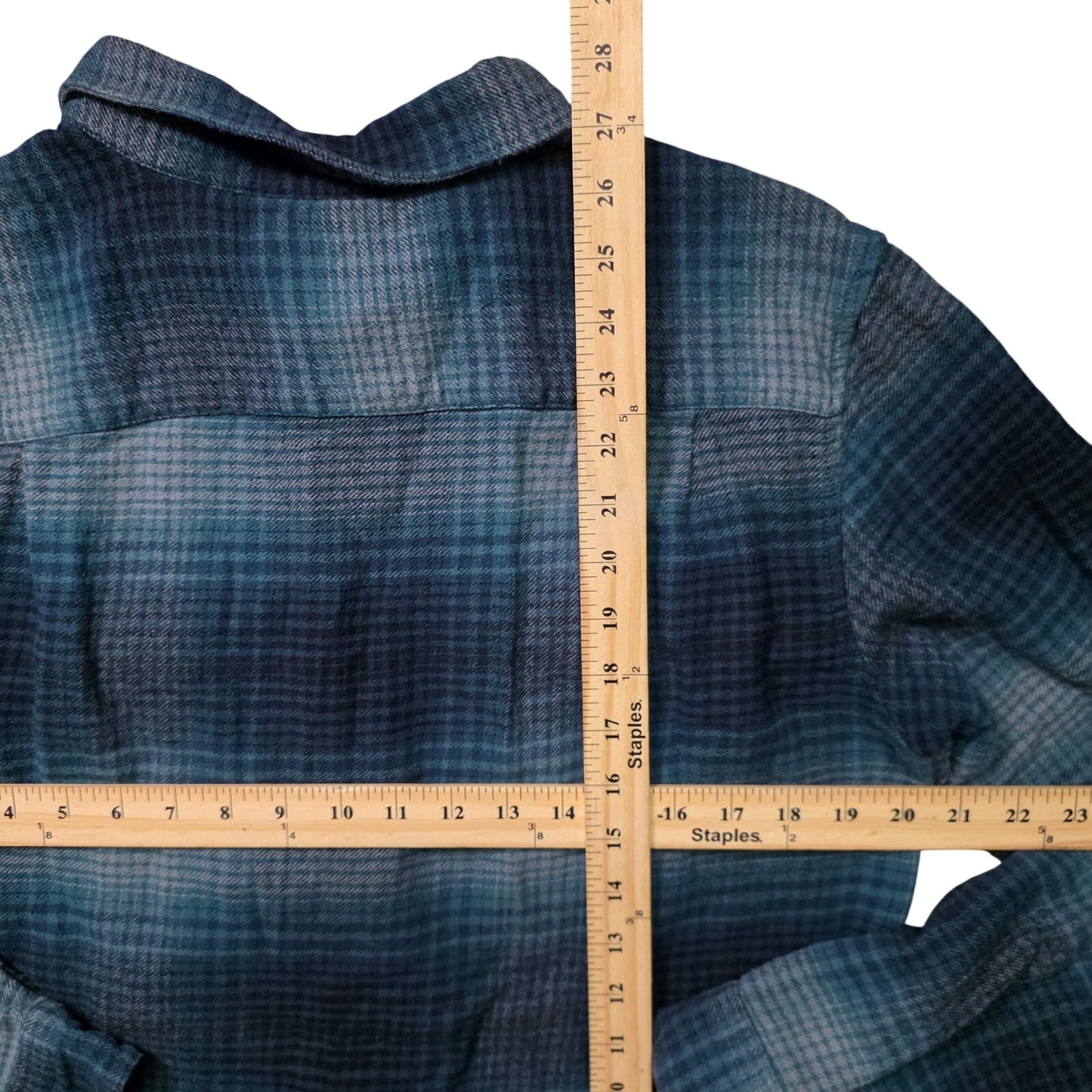 RVCA Balance Long Sleeve Flannel Shirt Men’s M Horizon Blue Plaid