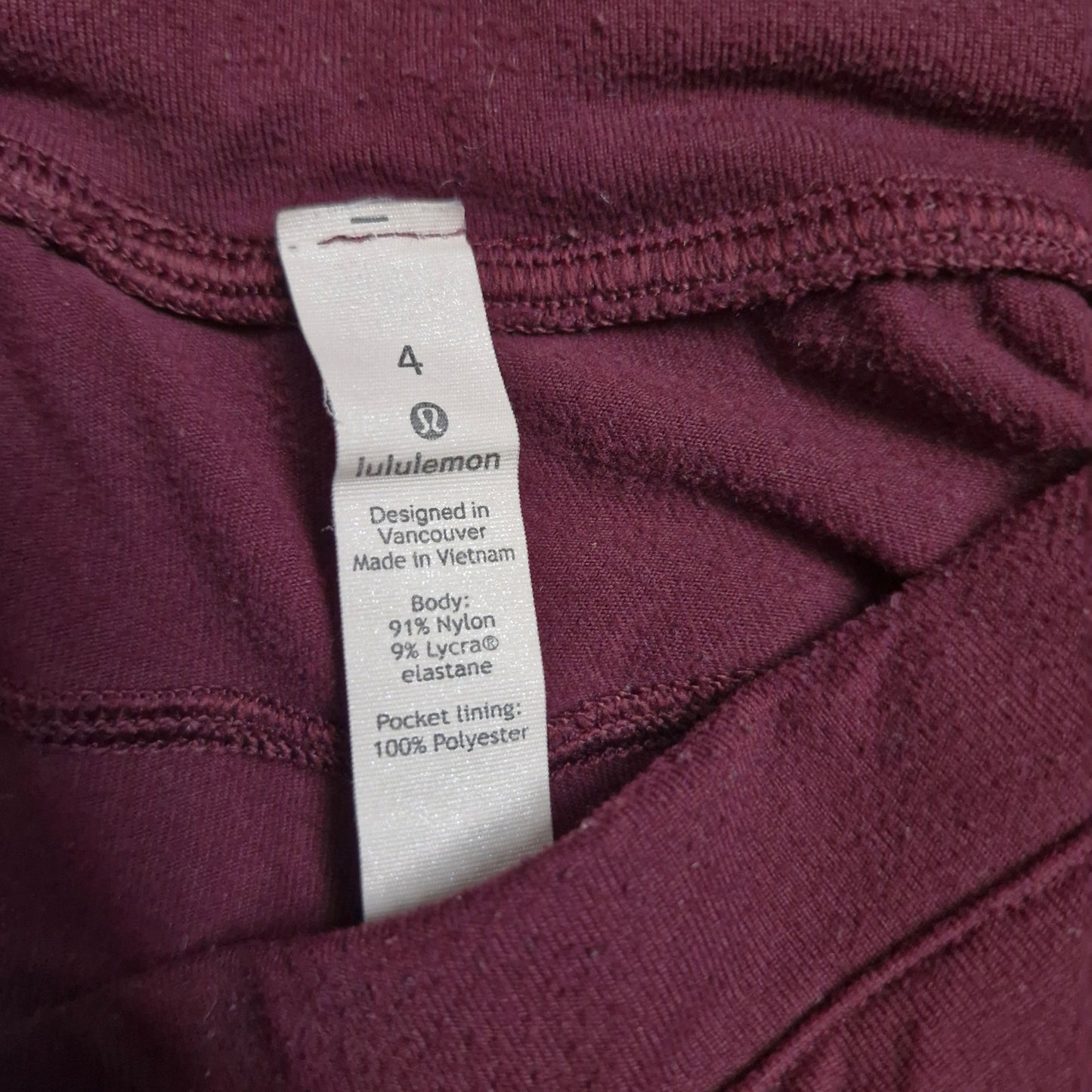 LULULEMON Ready to Rulu Pant Women's Pants Size 4 Burgundy