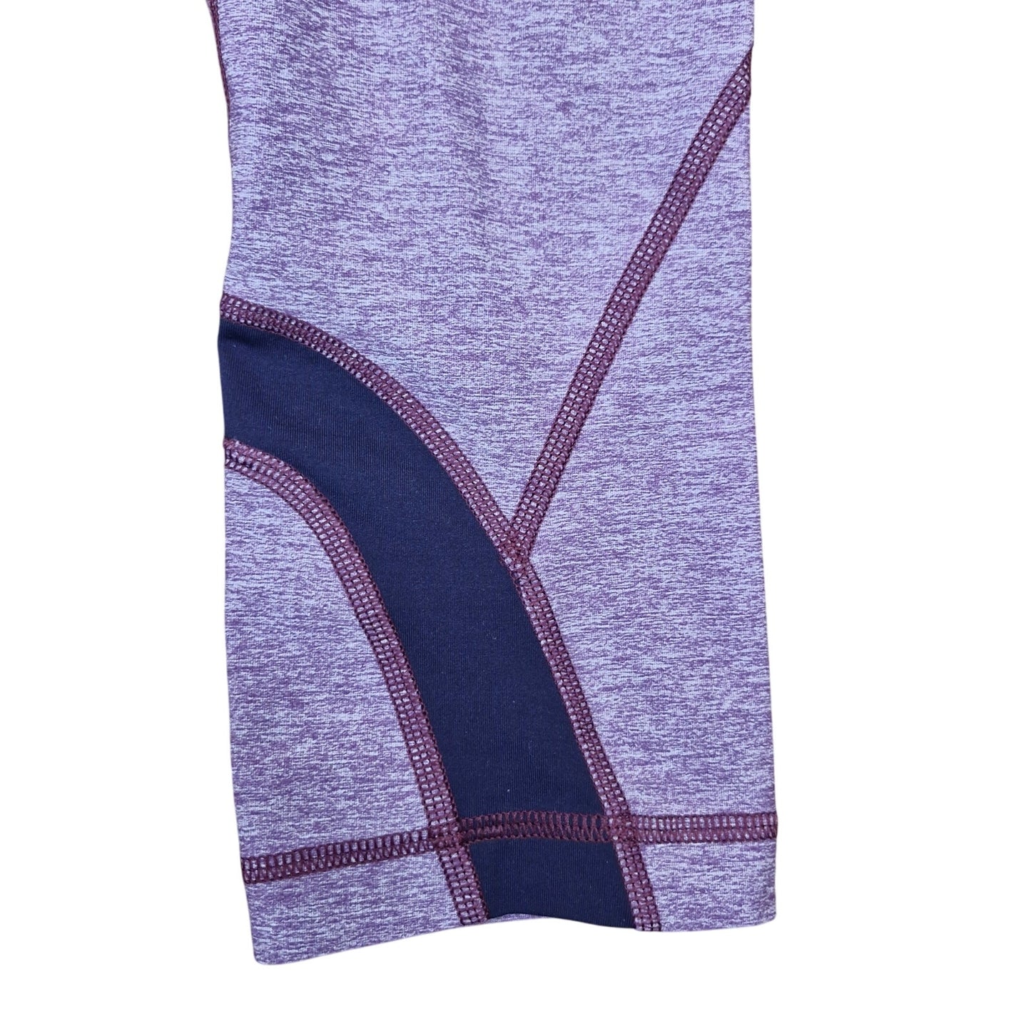 Lululemon Run Inspire Crop II Leggings Striped Back Zip Purple Women's Size 4